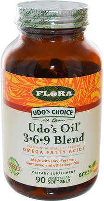 Flora, Udos Choice, Udos Oil 369 Blend, 90 Veggie Softgels ,المكملات الغذائية، ايفا اوميجا 3 6 9 (إيبا دا)