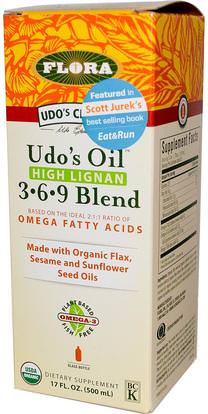 Flora, Udos Choice, Udos Oil, 3 6 9 Blend, High Lignan, 17 fl oz (500 ml) ,المكملات الغذائية، ايفا اوميجا 3 6 9 (إيبا دا)
