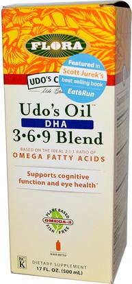 Flora, Udos Choice, Udos Oil DHA 369 Blend, 17 fl oz (500 ml) ,المكملات الغذائية، إيفا أوميجا 3 6 9 (إيبا دا)، المنتجات المبردة المثلجة
