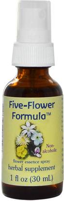 Flower Essence Services, Five-Flower Formula, Flower Essence Spray, Non-Alcoholic, 1 fl oz (30 ml) ,الأعشاب، العلاجات زهرة