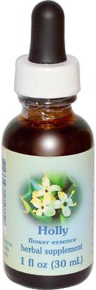 Flower Essence Services, Healing Herbs, Holly, Flower Essence, 1 fl oz (30 ml) ,Herb-sa