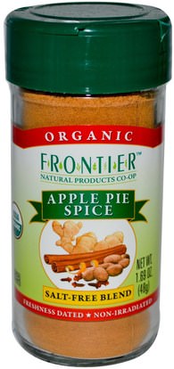 الغذاء، الخبز المساعدات، التوابل و التوابل Frontier Natural Products, Organic, Apple Pie Spice, Salt-Free Blend, 1.69 oz (48 g)