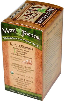 الطعام، القهوة المشوي الداكن، شاي الأعشاب، يربا زميله Mate Factor, Organic Yerba Mate, Dark Roast, 20 Tea Bags, 2.47 oz (70 g)