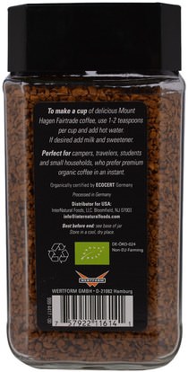 الغذاء، القهوة، القهوة الفورية، كيتو ودية Mount Hagen, Organic Fairtrade Coffee, Instant, Freeze Dried, 3.53 oz (100 g)