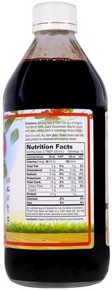 الغذاء، القهوة الشاي والمشروبات، عصير الفواكه Dynamic Health Laboratories, Certified Organic, Tart Cherry 100% Juice Concentrate, Unsweetened, 16 fl oz (473 ml)