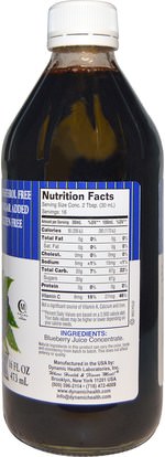 الغذاء، القهوة الشاي والمشروبات، عصير الفواكه Dynamic Health Laboratories, Pure Blueberry Juice Concentrate, 16 fl oz (473 ml)