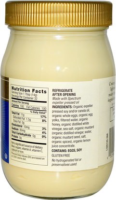 الطعام، التوابل، المايونيز، الضمادات والتوابل Spectrum Naturals, Organic Mayonnaise, 16 fl oz (473 ml)