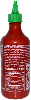 الطعام، الضمادات والتوابل، الصلصة الحارة Huy Fong Foods Inc., Sriracha, Hot Chili Sauce, 17 oz (482 g)