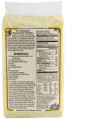 الغذاء والدقيق والمزيج Bobs Red Mill, Masa Harina, Golden Corn Flour, 24 oz (680 g)