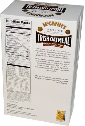 الطعام، الأطعمة، الحبوب McCanns Irish Oatmeal, Instant Oatmeal, Maple & Brown Sugar, 10 Packets, 43 g Each