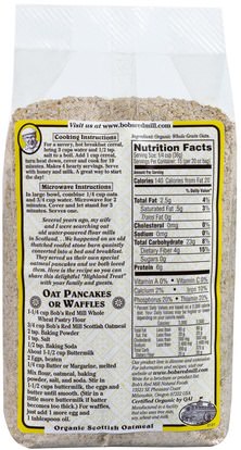 الطعام، الأطعمة، الشوفان الشوفان، الحبوب Bobs Red Mill, Organic Scottish Oatmeal, 20 oz (567 g)