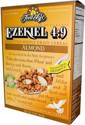 Food For Life, Ezekiel 4:9, Sprouted Whole Grain Cereal, Almond, 16 oz (454 g) ,الطعام، الأطعمة، الحبوب، الحبوب الكاملة