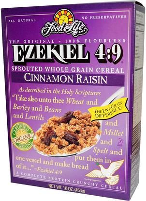 Food For Life, Ezekiel 4:9, Sprouted Whole Grain Cereal, Cinnamon Raisin, 16 oz (454 g) ,الطعام، الأطعمة، الحبوب، الحبوب الكاملة
