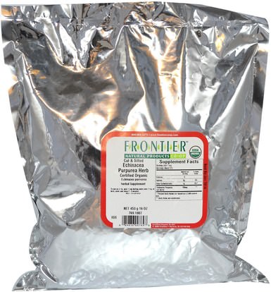 الطعام، شاي الأعشاب، المضادات الحيوية، إشنسا Frontier Natural Products, Organic Cut & Sifted Echinacea Purpurea Herb, 16 oz (453 g)
