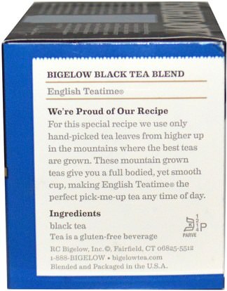 الطعام، شاي الأعشاب، الشاي الأسود Bigelow, English Teatime, 20 Tea Bags, 1.50 oz (42 g)