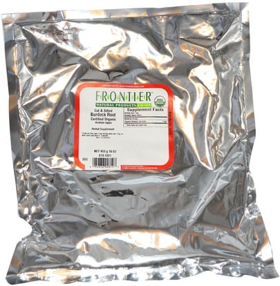 الطعام، شاي الأعشاب، جذر الأرقطيون Frontier Natural Products, Organic Cut & Sifted Burdock Root, 16 oz (453 g)