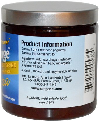 الطعام، شاي الأعشاب، الفطر الطبي North American Herb & Spice Co., Chag-O-Charge, Wild Forest Tea, 3.2 oz (90 g)