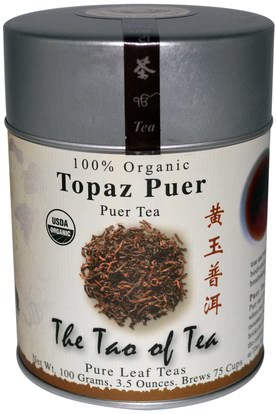 الغذاء، الشاي العشبية، بو إره الشاي The Tao of Tea, 100% Organic Puer Tea, Topaz Puer, 3.5 oz (100 g)