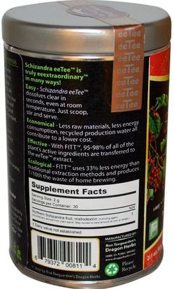 الطعام، شاي الأعشاب، ششيزاندرا، (ششيساندرا) Dragon Herbs, Schizandra eeTee, Premium eeTee Instant Granules, 2.1 oz (60 g)