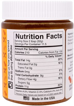 الطعام، المربيات، سبرياد Buff Bake, Pumpkin Spice Protein Peanut Spread, 13 oz (368 g)