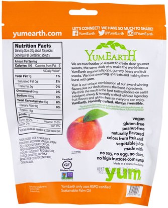 الغذاء، عرق السوس، والوجبات الخفيفة، والحلوى YumEarth, Soft Eating Gluten-Free Peach Licorice + Yum, 5 oz (140 g)