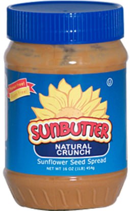 الغذاء، الجوز الزبدة، عباد الشمس بذور زبدة، بذور المكسرات الحبوب، بذور عباد الشمس SunButter, Natural Crunch, Sunflower Seed Spread, 16 oz (454 g)