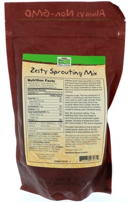 الطعام، بذور المكسرات الحبوب، بذور البرسيم Now Foods, Real Food, Zesty Sprouting Mix, 16 oz (454 g)