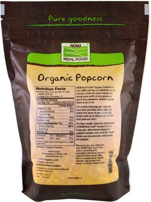 الطعام، بذور المكسرات الحبوب، الفشار Now Foods, Real Food, Organic Popcorn, 24 oz (680 g)