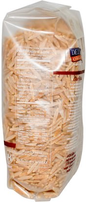 الطعام، حساء الباستا الأرز والحبوب والمعكرونة والحساء، والمعكرونة القمح DeLallo, Orzo No. 65, 100% Organic Whole Wheat Pasta, 16 oz (454 g)