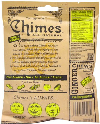 الطعام، الوجبات الخفيفة، الحلوى Chimes, Ginger Chews, Original, 5 oz (141.8 g)