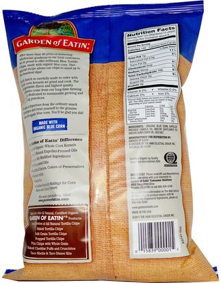 الغذاء، والوجبات الخفيفة، ورقائق Garden of Eatin, Corn Tortilla Chips, Blue Chips, 8.1 oz (229 g)