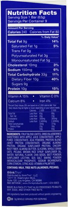 والوجبات الخفيفة، والوجبات الخفيفة الصحية، والحانات ThinkThin, Protein & Superfruit, Blueberry Beet Acai, 9 Bars, 2.22 oz (63 g) Each