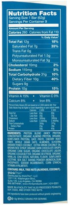 والوجبات الخفيفة، والوجبات الخفيفة الصحية، والحانات ThinkThin, Protein & Superfruit, Coconut Almond Chia, 9 Bars, 2.19 oz (62 g) Each