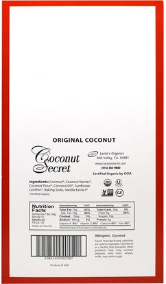 الطعام، الوجبات الخفيفة، الوجبات الصحية الصحية، المكملات الغذائية، الحانات الغذائية Coconut Secret, Organic Original Coconut Ungranola Bar, 12 Bars, 1.2 oz (34 g) Each