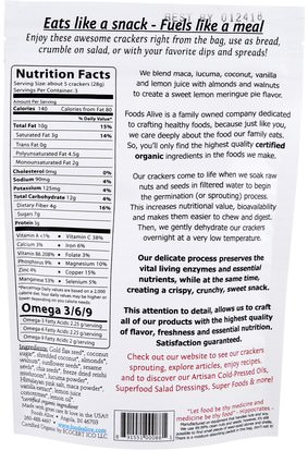 الطعام، الوجبات الخفيفة، بذور المكسرات الحبوب Foods Alive, Power Snackers, Lemon Chia-Crunch, 3 oz (85 g)