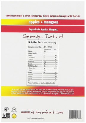 الطعام، الوجبات الخفيفة، المكملات الغذائية Thats It, Fruit Bars, Apples + Mangoes, 12 Bars, 1.2 oz (420 g) Each