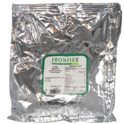 الطعام، التوابل و التوابل، الفلفل الحار كايين مسحوق الفلفل Frontier Natural Products, Ground Cayenne, 90,000 Heat Units, 16 oz (453 g)