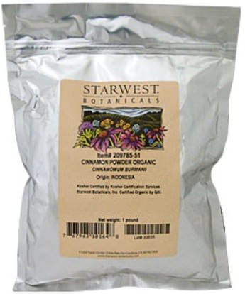 الطعام والتوابل والتوابل والقرفة التوابل Starwest Botanicals, Organic Cinnamon Powder, 1 lb (453.6 g)