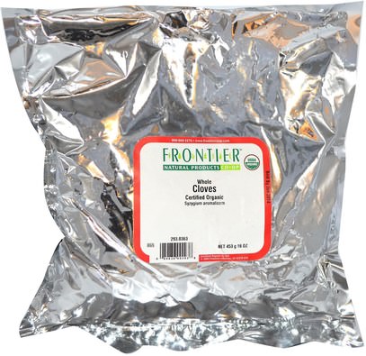الطعام، التوابل والتوابل، التوابل القرنفل Frontier Natural Products, Organic Whole Cloves, 16 oz (453 g)