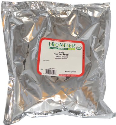 الطعام، التوابل و التوابل، الكمون، بذور المكسرات الحبوب Frontier Natural Products, Organic Whole Cumin Seed, 16 oz (453 g)