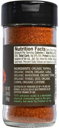 الطعام، التوابل و التوابل Frontier Natural Products, Organic Cajun Seasoning, Louisiana Flavor, 2.08 oz (59 g)
