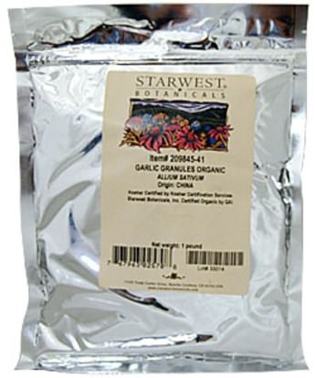 الطعام والتوابل والتوابل والثوم التوابل والمكملات الغذائية والمضادات الحيوية والثوم Starwest Botanicals, Organic Garlic Granules, 1 lb (453.6 g)