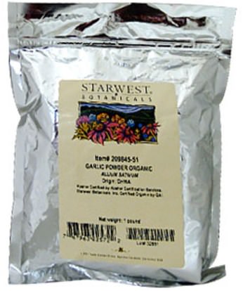 الطعام والتوابل والتوابل والثوم التوابل والمكملات الغذائية والمضادات الحيوية والثوم Starwest Botanicals, Organic Garlic Powder, 1 lb ( 453.6 g)