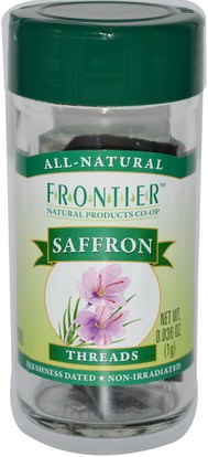 الطعام، التوابل والتوابل، الزعفران التوابل Frontier Natural Products, Saffron, Threads, 0.036 oz (1 g)