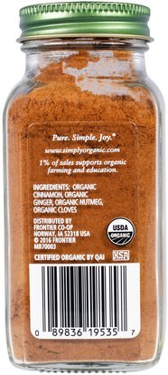 الطعام، التوابل و التوابل Simply Organic, Pumpkin Spice, 1.94 oz (55 g)