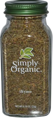 الطعام، التوابل و التوابل، الزعتر التوابل Simply Organic, Thyme, 0.78 oz (22 g)