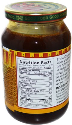 الغذاء، المحليات Eden Foods, Organic Traditional Barley Malt Syrup, 20 oz (566 g)