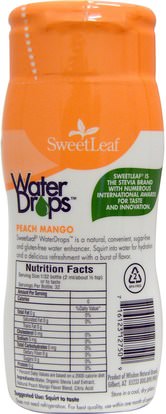 الغذاء، المحليات، ستيفيا السائل Wisdom Natural, SweetLeaf, Water Drops, Stevia Water Enhancer, Peach Mango, 2.1 fl oz (64 ml)