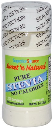 الغذاء، المحليات، مسحوق ستيفيا Superior Source, Sweet n Natural, Pure Stevia, 1 oz (28 g)