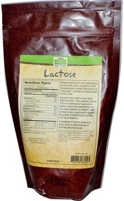 الطعام، المحليات، السكر Now Foods, Lactose, 1 lb (454 g)